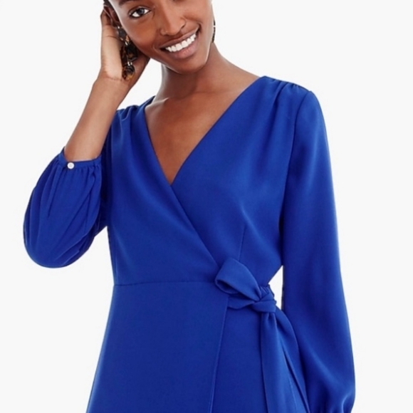 J Crew 365 Crepe Wrap Dress In Royal Blue 6 - Picture 5 of 14